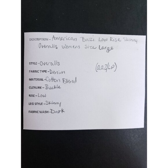 American Bazi Low Rise Skinny Overalls Women's Size Large - Picture 10 of 10